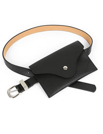 Fashion Black Pu Belt Waist Bag Belt Buckle Belt