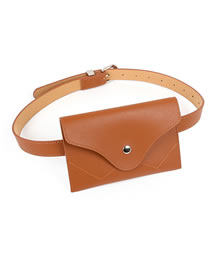 Fashion Brown Pu Belt Waist Bag Belt Buckle Belt