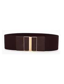 Fashion Brown Wide Elastic Alloy Belt With Buckle