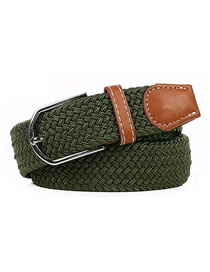 Fashion Armygreen Pin Buckle Stretch Canvas Belt Woven Belt