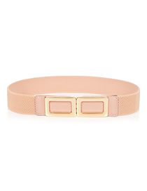 Fashion Pink Double Buckle Elastic Alloy Elastic Thin Belt