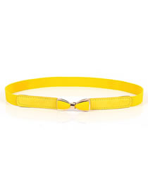 Fashion Yellow Bowknot Elastic Alloy Thin Belt