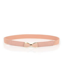 Fashion Smoky Pink Bowknot Elastic Alloy Thin Belt