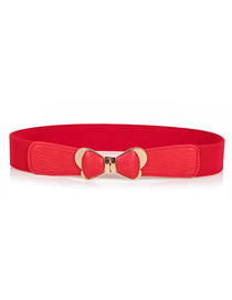 Fashion Red Elasticated Butterfly Combined Gold Thin Belt