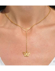 Fashion Golden Butterfly Alloy Hollow Multilayer Necklace