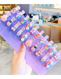 Fashion Daisy + Rainbow 20-piece Set Resin Flower Animal Fruit Alloy Children Hairpin Set