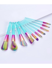 Fashion 10 Transparent Orchids Plastic Handle Aluminum Tube Makeup Brush Set