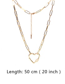 Fashion Golden-50cm Copper Inlaid Zircon Heart Lock Pendant Thick Chain Necklace