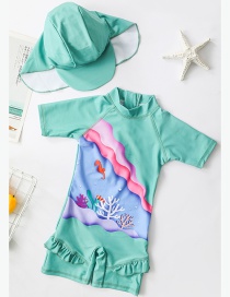 Fashion Color Underwater Ink Childrens Color Seabed Pattern One-piece Swimsuit