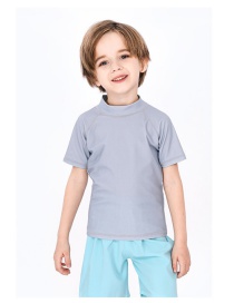 Fashion Gray Childrens Short-sleeved Top Swimsuit