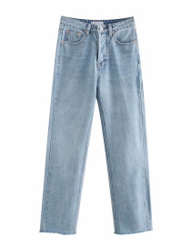 Fashion Light Blue Washed Loose Straight-leg High-rise Jeans