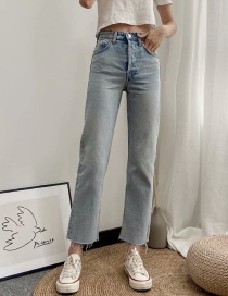 Fashion In Blue Washed Loose Straight High-rise Jeans