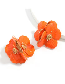 Fashion Orange Alloy Drip Flower Earrings