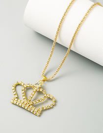 Fashion Golden Diamond Crown Hollow Alloy Necklace