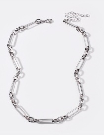 Fashion White K Handmade Chain Rectangular Alloy Hollow Necklace
