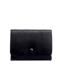 Fashion Black Flap Solid Color Short Wallet