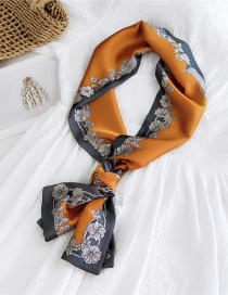 Fashion Lace Orange Narrow And Long Knotted Satin Printed Small Silk Scarf