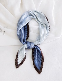 Fashion Gradient Line Blue Pleated Silk Butterfly Stripe Print Geometric Small Square Scarf