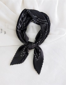 Fashion Large Version Ov Black Pleated Silk Butterfly Stripe Print Geometric Small Square Scarf