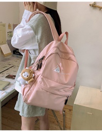 Fashion Pink Plush Pendant Bow Letter Print Backpack