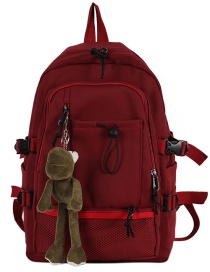 Fashion Red Send Frog Pendant Large-capacity Mesh Stitching Drawstring Backpack