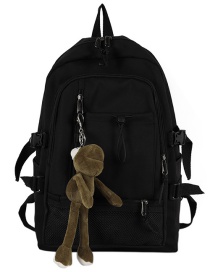 Fashion Black Send Frog Pendant Large-capacity Mesh Stitching Drawstring Backpack