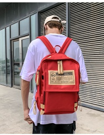 Fashion Red Oxford Cloth Letter Label Backpack