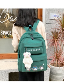 Fashion Green Animal Print Solid Canvas Backpack