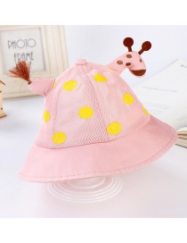 Fashion Pink Giraffe Polka Dot Printed Mesh Sunscreen Childrens Fisherman Hat
