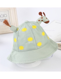 Fashion Mint Green Giraffe Polka Dot Printed Mesh Sunscreen Childrens Fisherman Hat