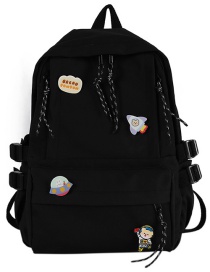 Fashion Black Send Badge Pendant Stitching Contrast Tassel Oxford Backpack
