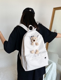 Fashion White Doll Bear Oxford Backpack
