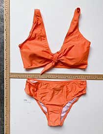 Fashion Orange Knotted Vest Split Swimsuit