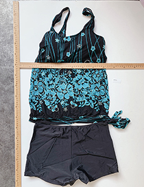 Fashion Black Flower Print Tank Top Swimsuit Suit