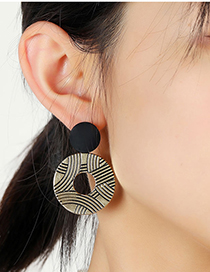 Fashion Gold Color Geometric Round Alloy Hollow Earrings