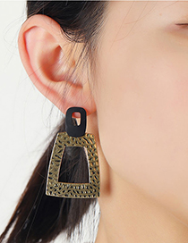 Fashion Gold Color Geometric Trapezoidal Alloy Hollow Earrings