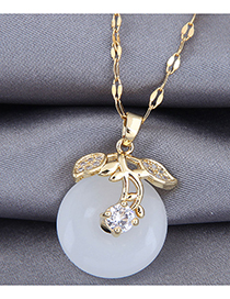 Fashion White Jade Alloy Necklace With Branches And Leaves