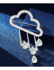 Fashion Silver Color Diamond Cloud Rain Alloy Hollow Brooch