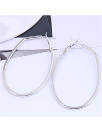Fashion Silver Color Geometric Oval Alloy Smooth Earrings