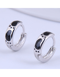 Fashion Silver Color Footprint Drop Oil Alloy Round Earrings