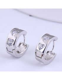 Fashion White Diamond Love Zircon Round Alloy Earrings