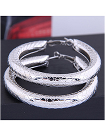 Fashion Silver Color Snakeskin Pattern Round Alloy Bold Earrings