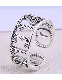 Fashion Silver Color Digital Hollow Open Ring