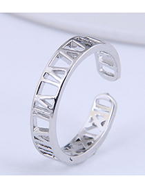 Fashion Silver Color Letter Hollow Alloy Open Ring