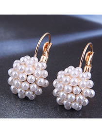 Fashion White Pearl Round Alloy Stud Earrings