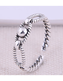 Fashion Silver Round Bead Geometric Hollow Open Ring