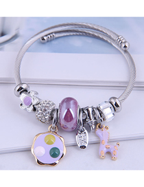 Fashion Purple Plum Deer Oil Drop Diamond Geometric Bracelet