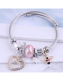 Fashion Pink Love Bee Oil Drop Diamond Pearl Bracelet