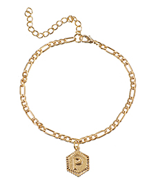 Fashion P Alloy Chain Hexagon Letter Bracelet
