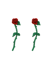 Fashion Green Alloy Rose Earrings